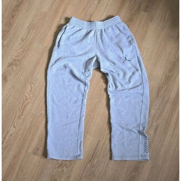 Air Jordan Sweatpants Mens Small Gray Baggy Wide Leg Casual Jumpman Fleece Lined - Picture 10 of 10